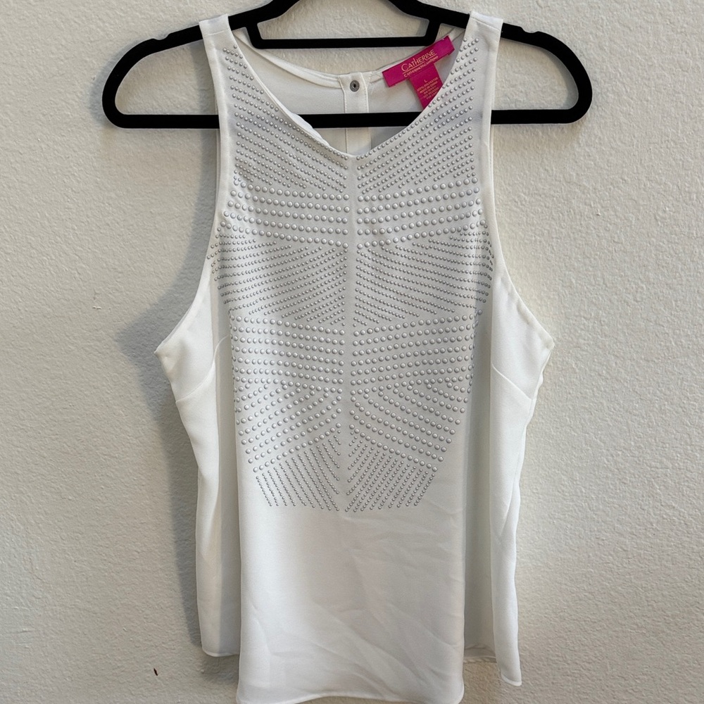 Catherine Malandrino White Studded Blouse